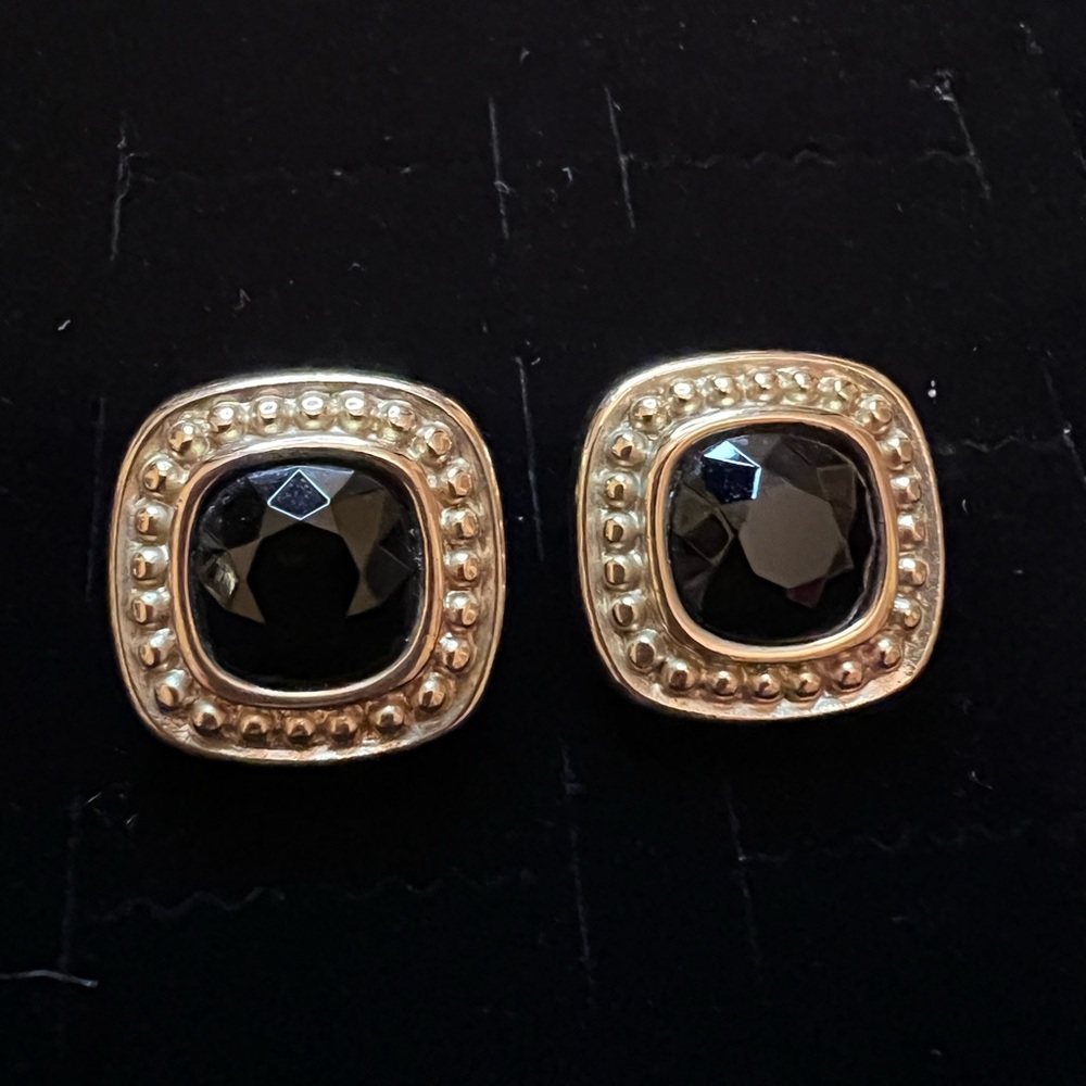 Givenchy Vintage 90s Gold and Black Faceted Earrings